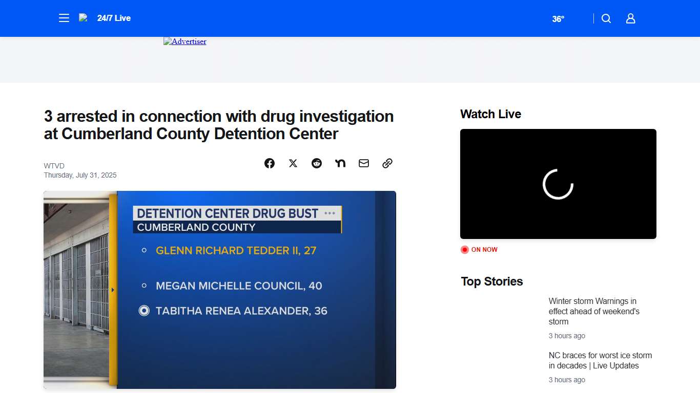 3 arrested in connection with drug investigation at Cumberland County Detention Center - ABC11 Raleigh-Durham