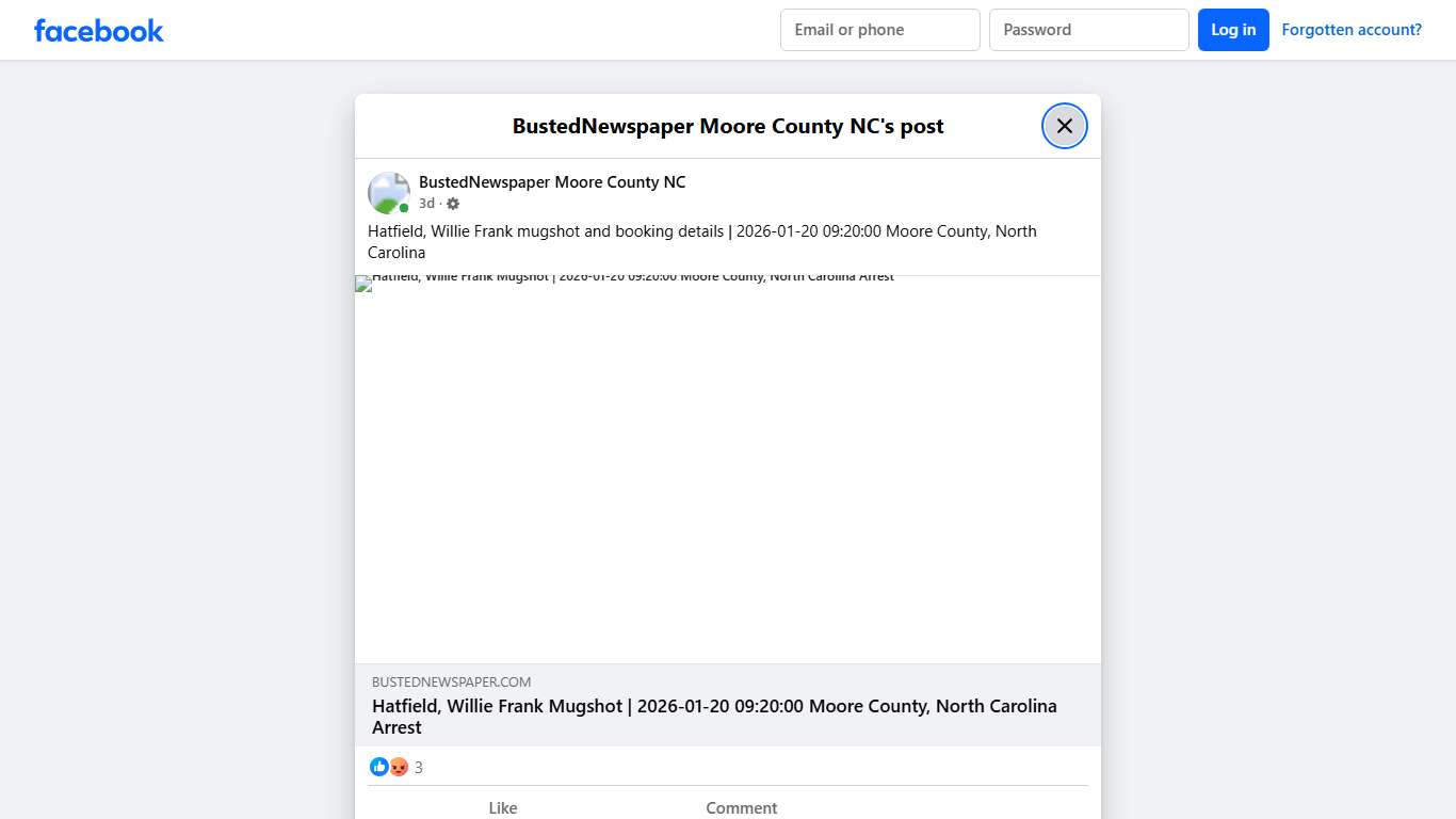 Hatfield, Willie Frank... - BustedNewspaper Moore County NC Facebook